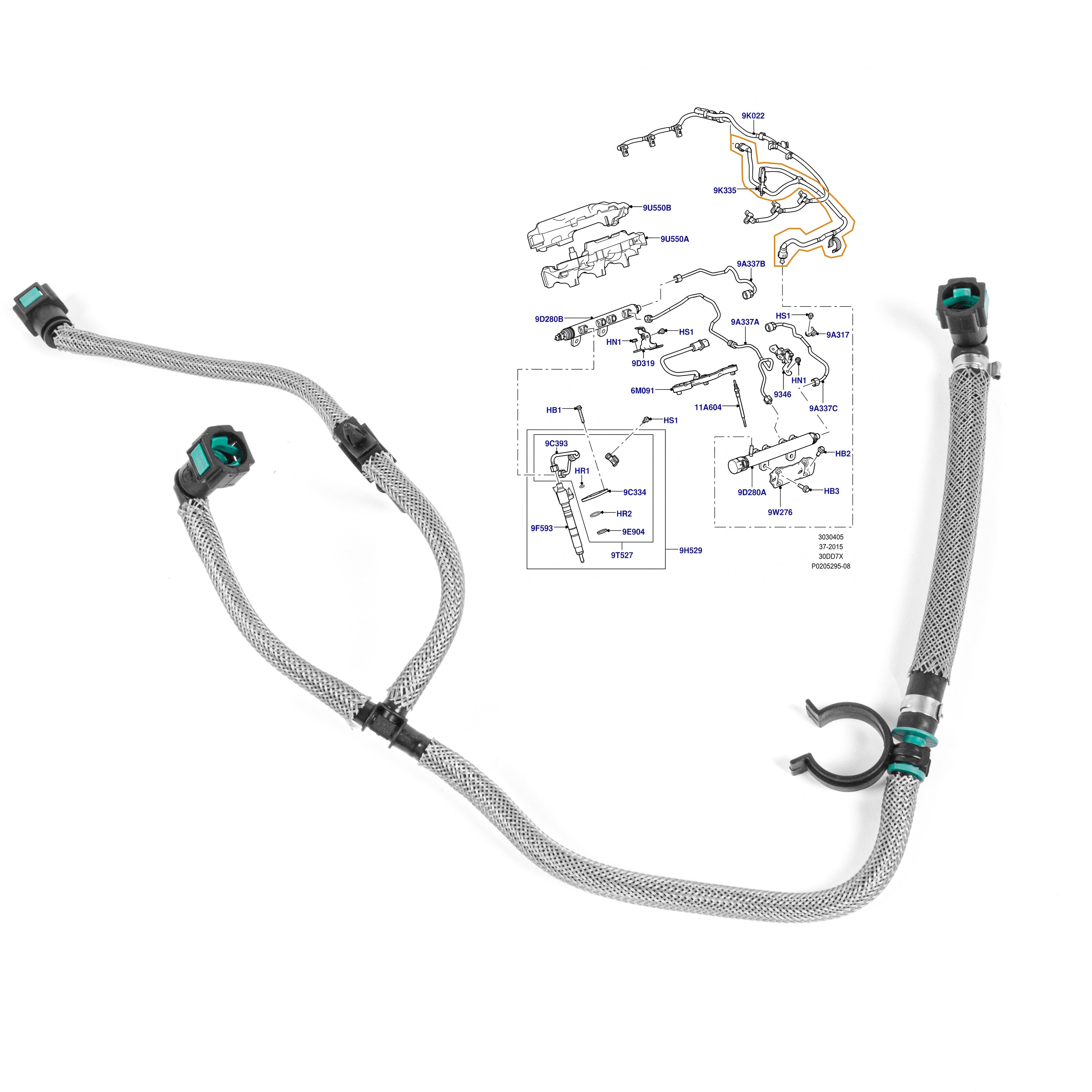 Injector Leak Off Return Pipe For Land Rover Range Rover IV 3.0 Diesel LR021871 - Detail View - BUYDAY