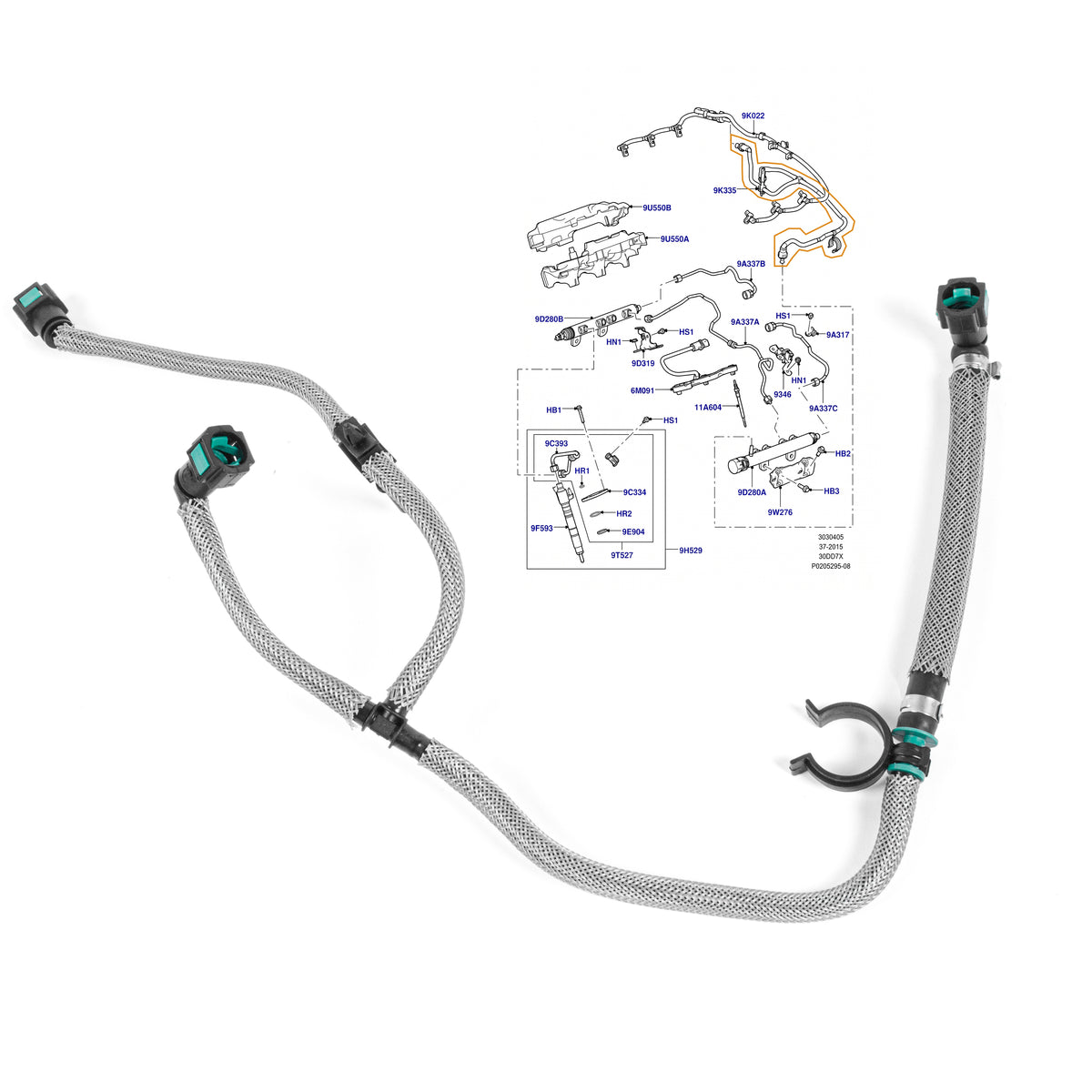 Injector Leak Off Return Pipe For Land Rover Range Rover IV 3.0 Diesel LR021871 - Detail View - BUYDAY