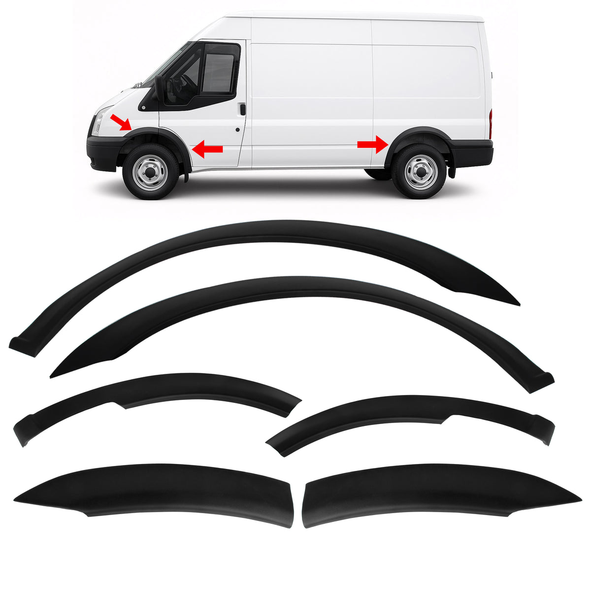For Ford Transit MK7 2006-2013 Wheel Arch Trims | Wing Flare Cover Protector Set - Detail View - BUYDAY