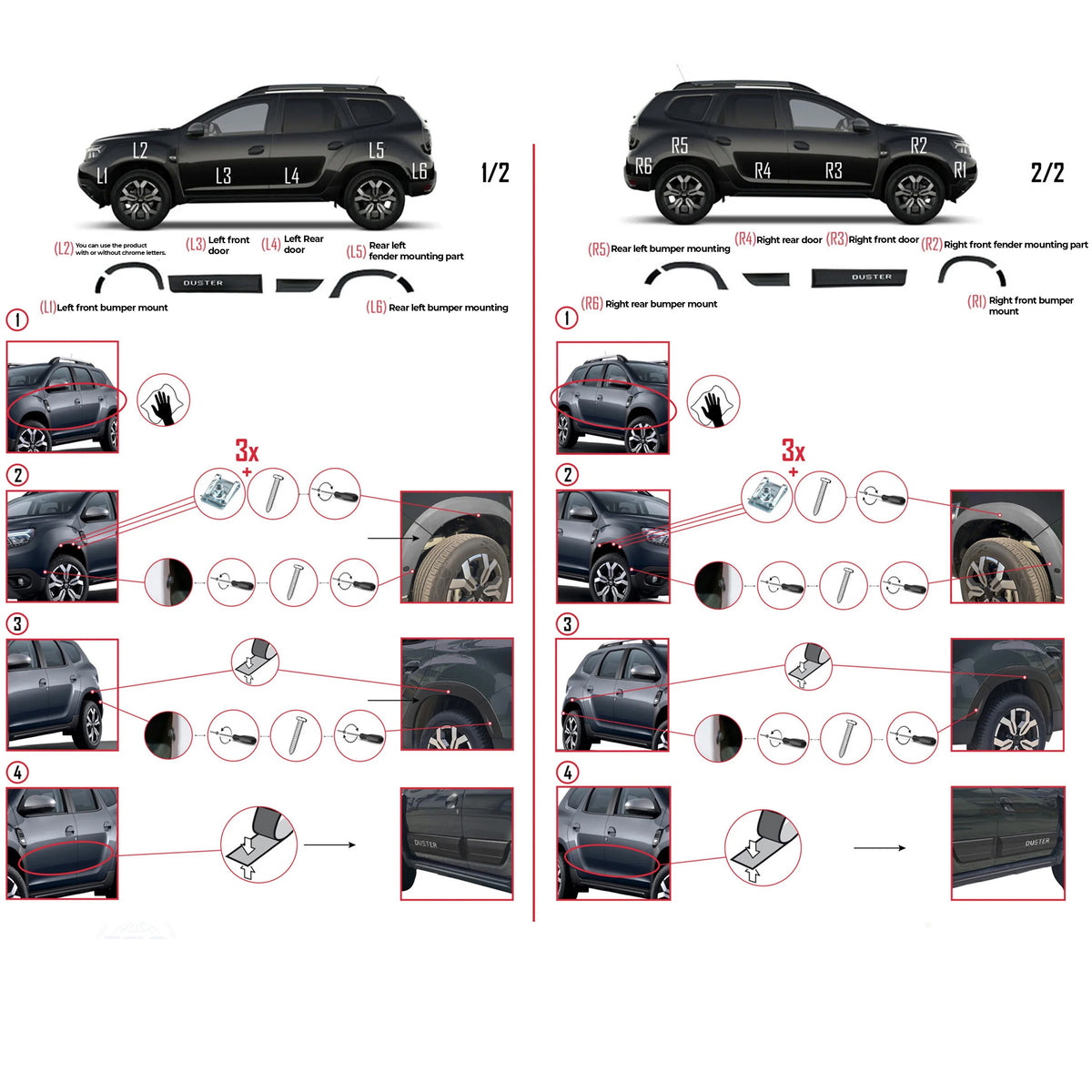ABS Fender & Door Moulding Body Kit (18-23) For Dacia Duster Off-Road Model - Detail View - BUYDAY