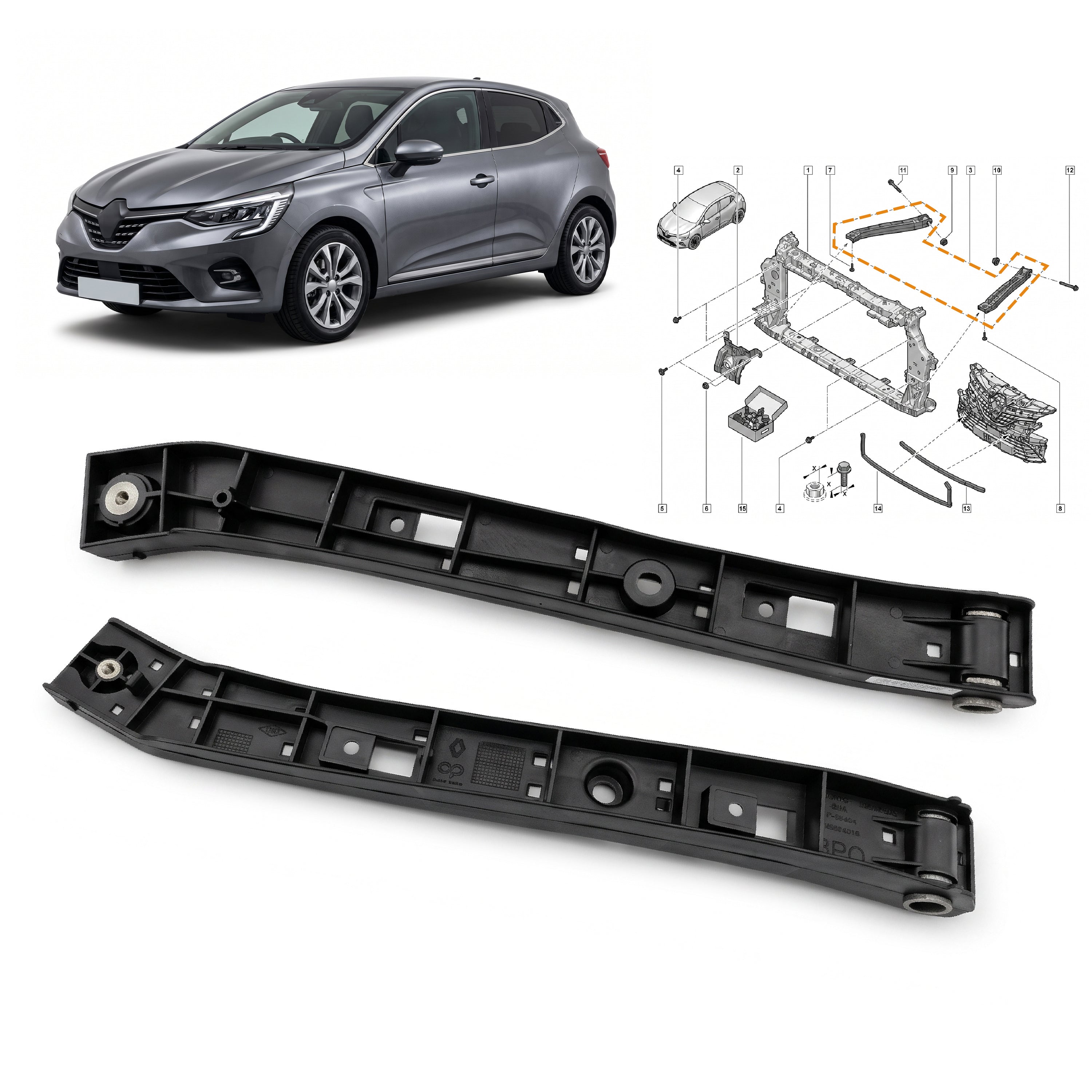 For Clio V 5 2019-2024 625542599R Front Panel Support Top Mounting Bracket Kit - Detail View - BUYDAY
