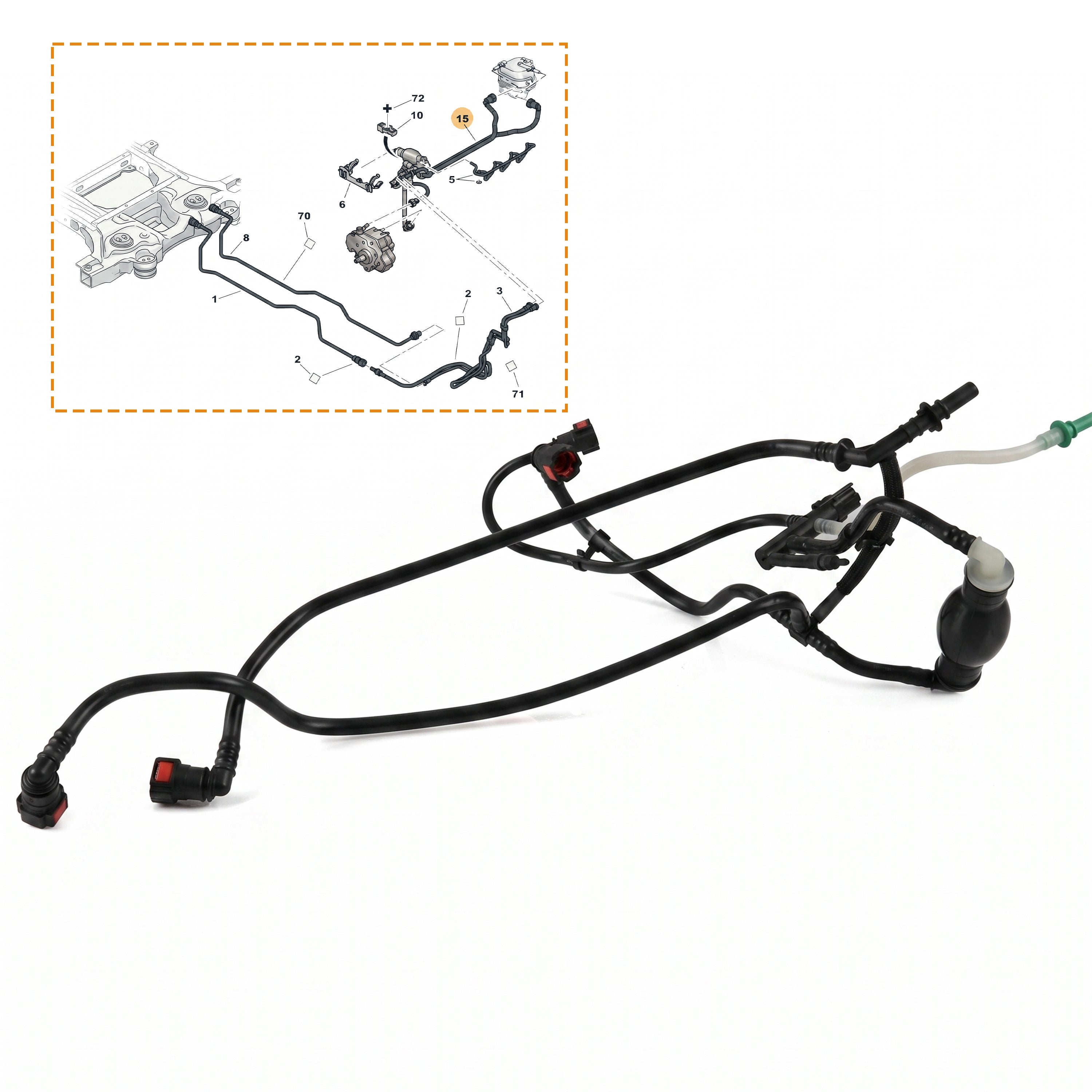 For Peugeot 206 207 307 Bipper 1.4 HDI Engine Fuel Line Pipe Harness Primer Pump - BUYDAY Auto Parts