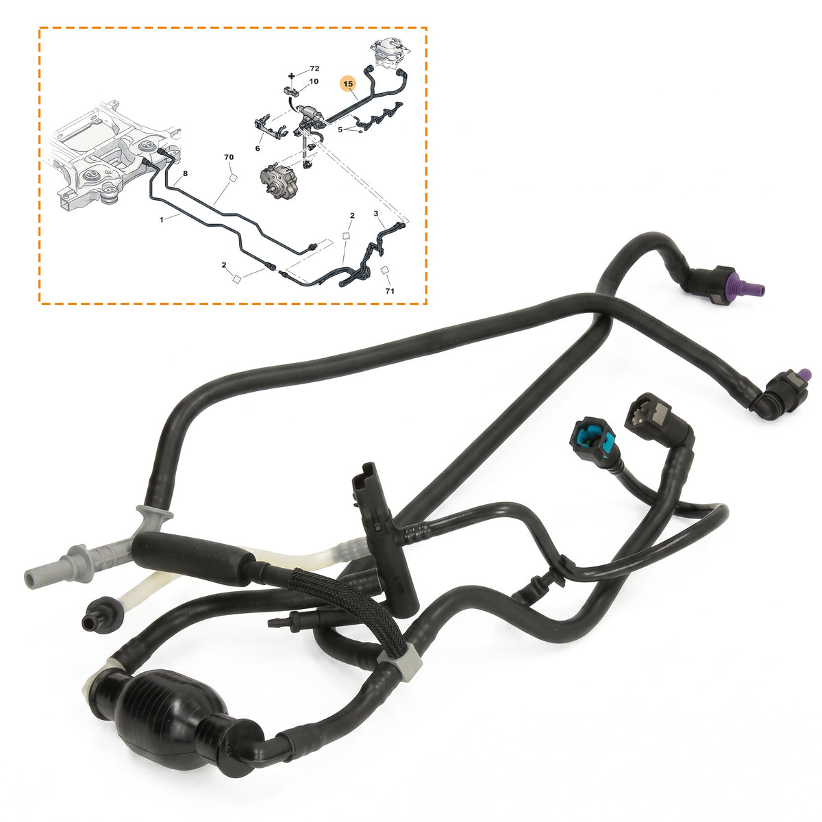 For Peugeot 206 207 307 Bipper 1.4 HDI Engine Fuel Line Pipe Harness Primer Pump - Detail View - BUYDAY