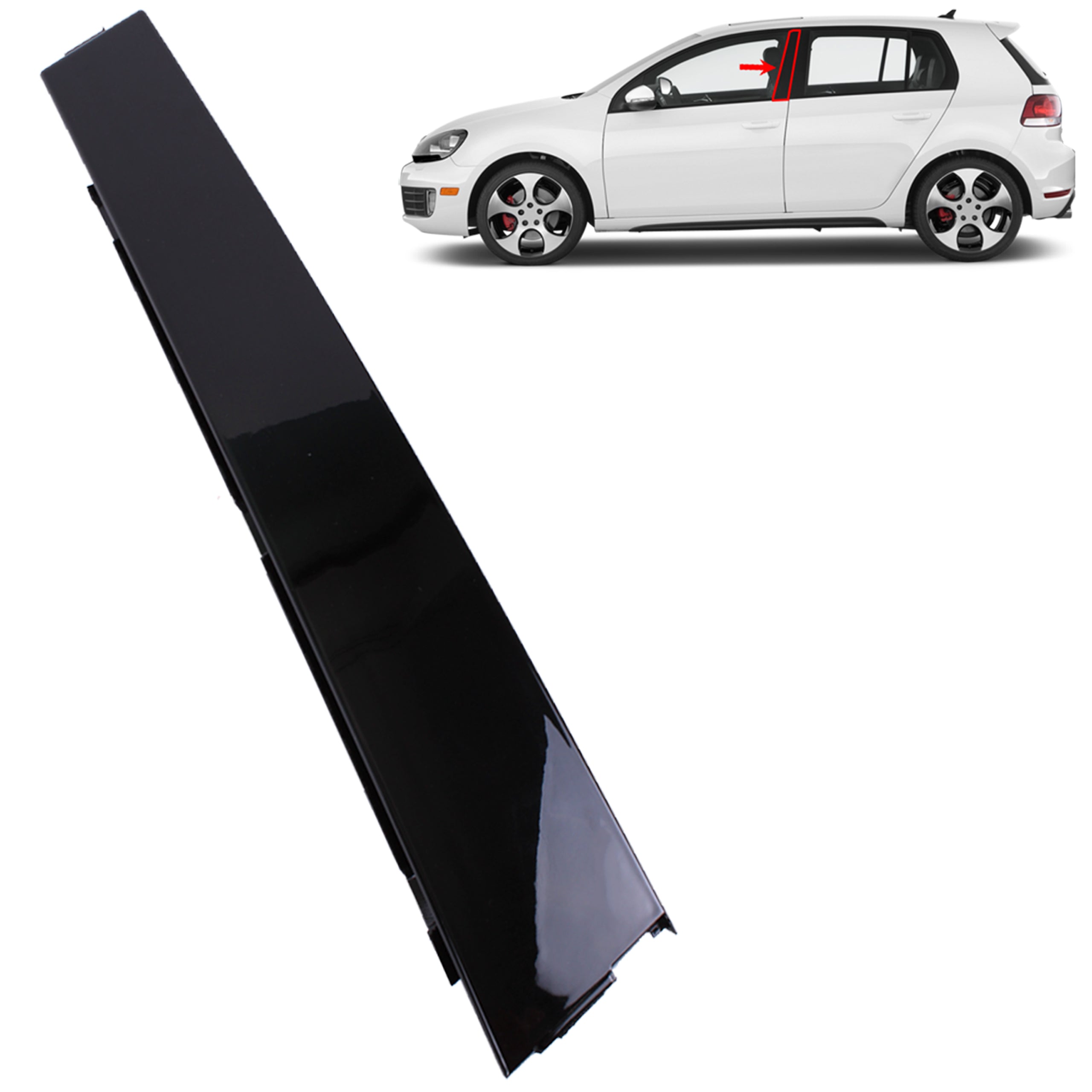 For VW Golf MK6 5-Door Front Left B-Pillar Trim Gloss Black 5K4837901A Passenger - Detail View - BUYDAY