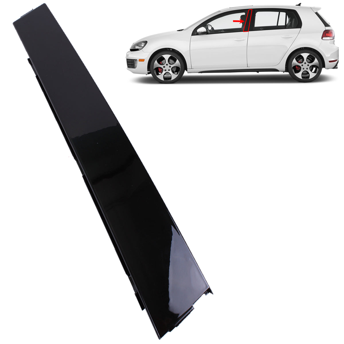 For VW Golf MK6 5-Door Front Left B-Pillar Trim Gloss Black 5K4837901A Passenger - Detail View - BUYDAY
