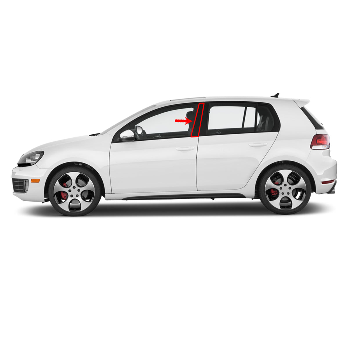 For VW Golf MK6 5-Door Front Left B-Pillar Trim Gloss Black 5K4837901A Passenger - Detail View - BUYDAY