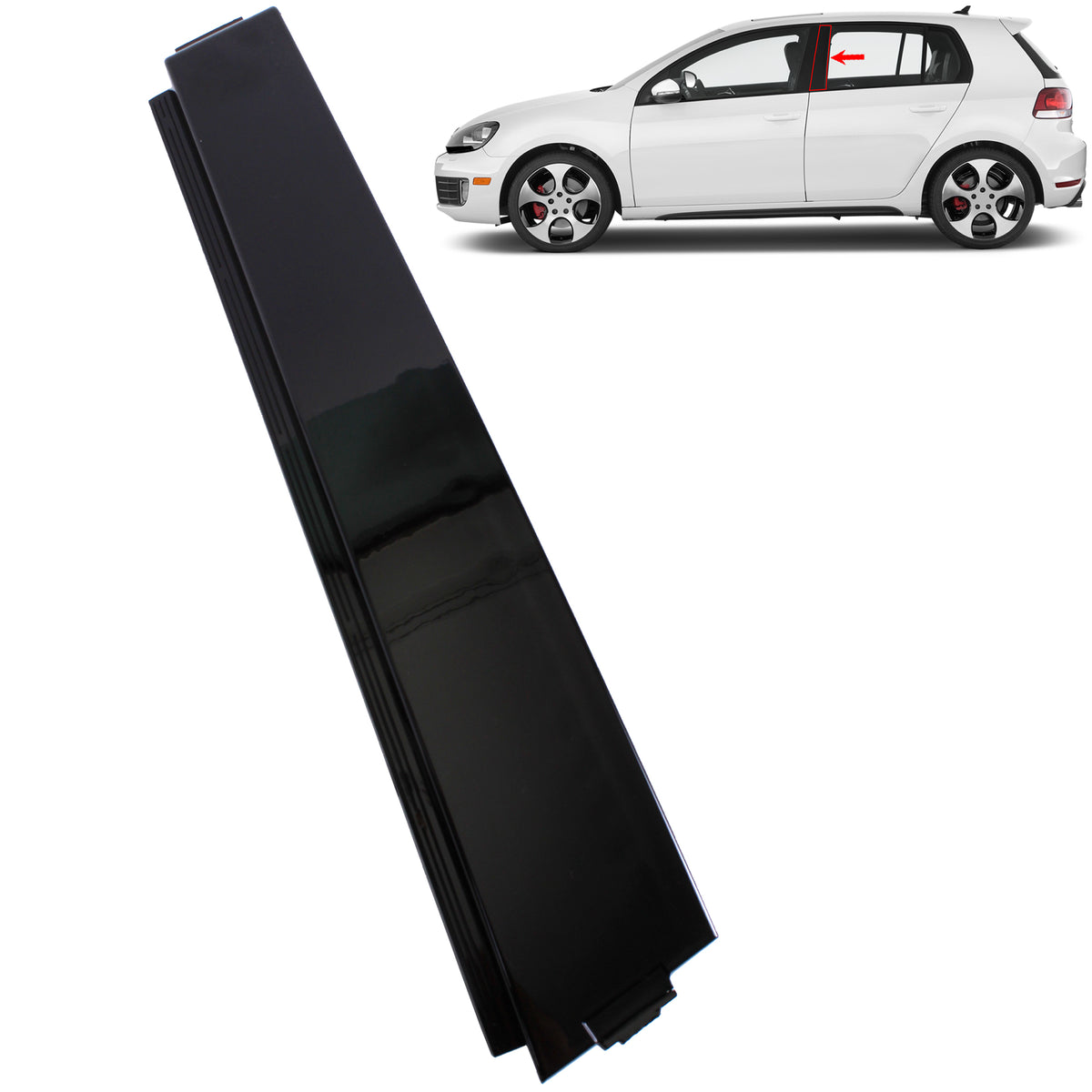 Rear Left B-Pillar Trim Cover Panel Black for VW Golf MK6 5K6839901B041 (09-13) - Detail View - BUYDAY