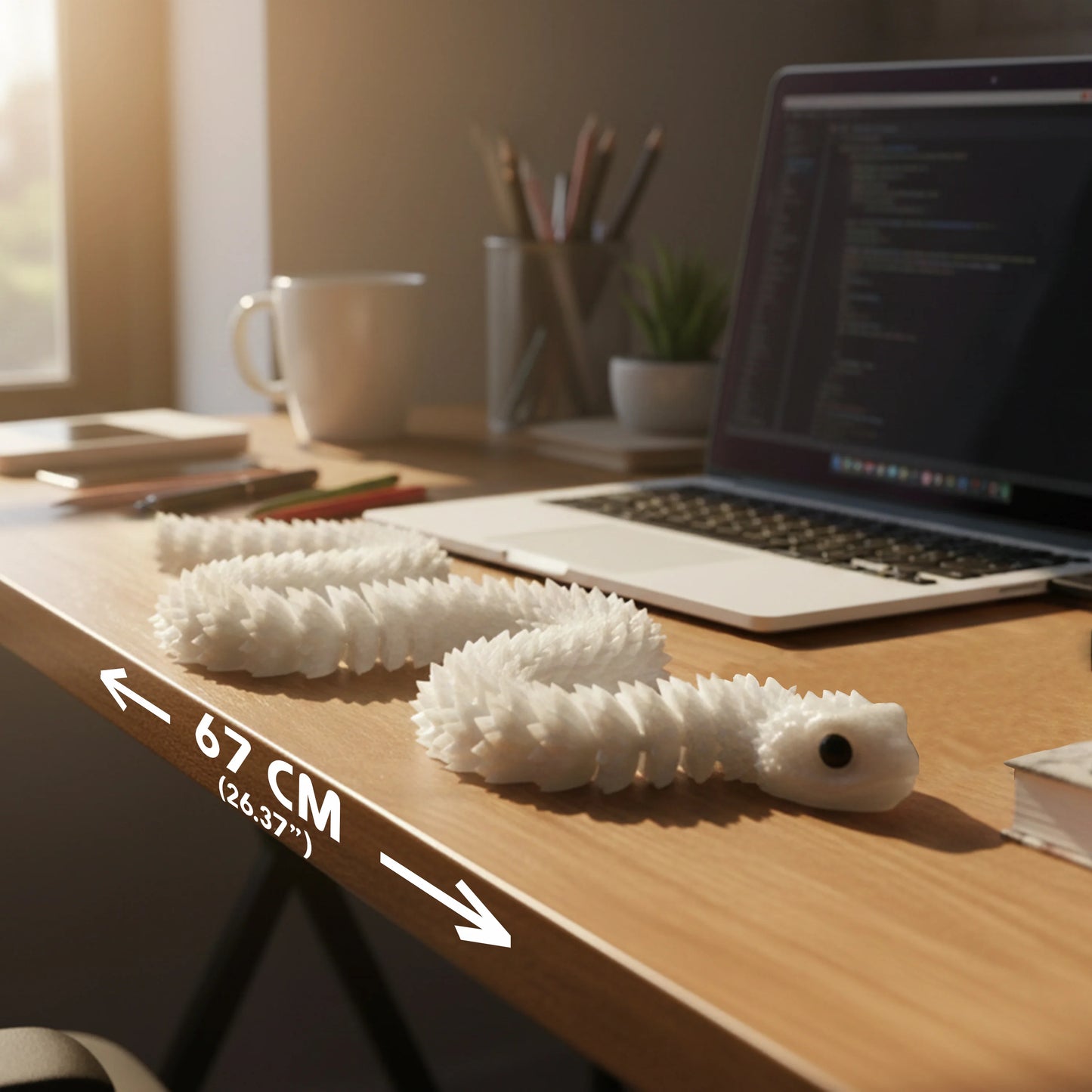 3D Printed Snake 67 cm (26.4 in) – Glow in the Dark Articulated Flexible Toy – Large Collectible Animal Figure for Home & Office Decor