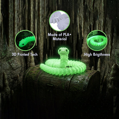 3D Printed Snake 67 cm (26.4 in) – Glow in the Dark Articulated Flexible Toy – Large Collectible Animal Figure for Home & Office Decor