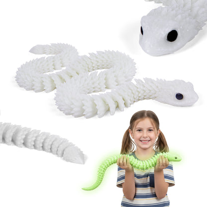 3D Printed Snake 67 cm (26.4 in) – Glow in the Dark Articulated Flexible Toy – Large Collectible Animal Figure for Home & Office Decor