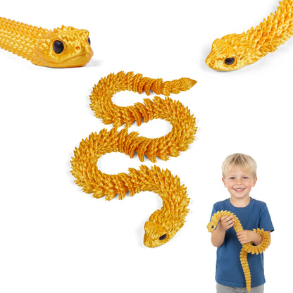 3D Printed Snake – Articulated Flexible Animal Model – 67 cm (26.4 in) Large Silky Gold Collectible Figure for Home & Office Decor