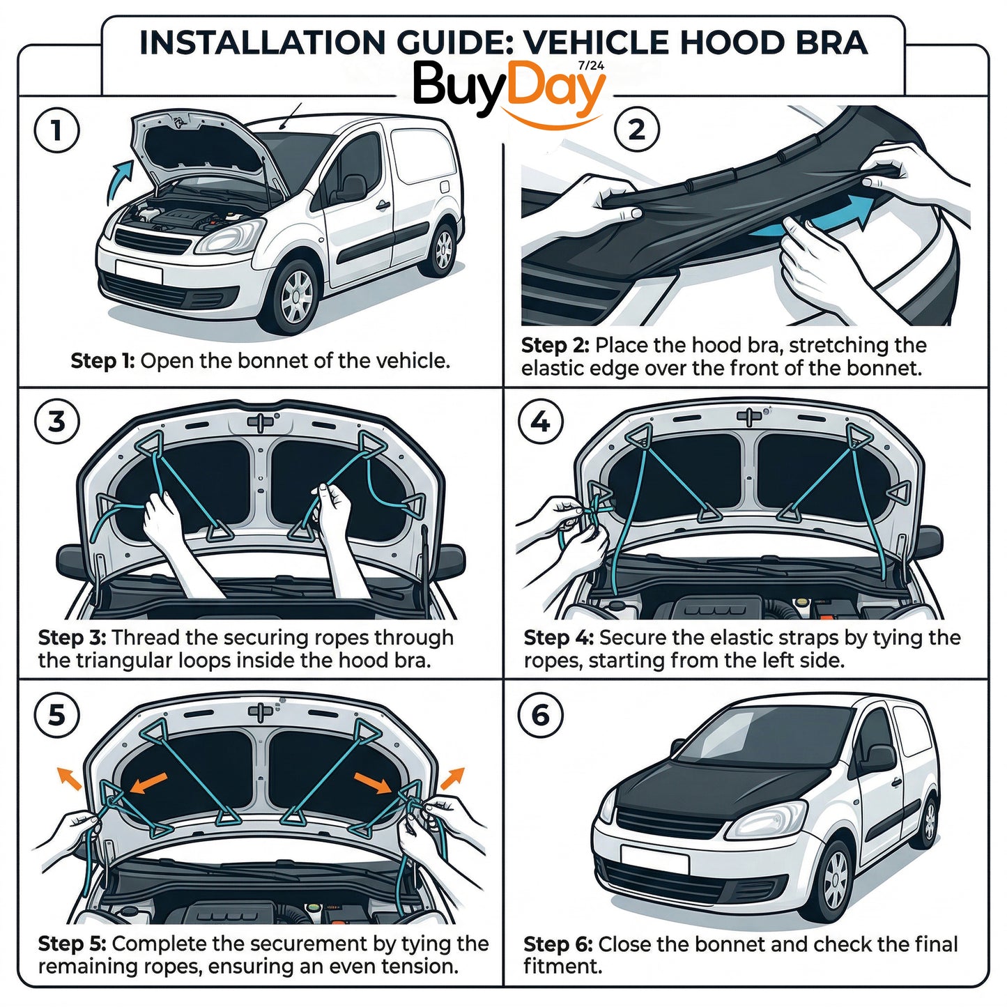 Bonnet Bra Cover Protector Guard for Ford Custom (2012-Onwards)