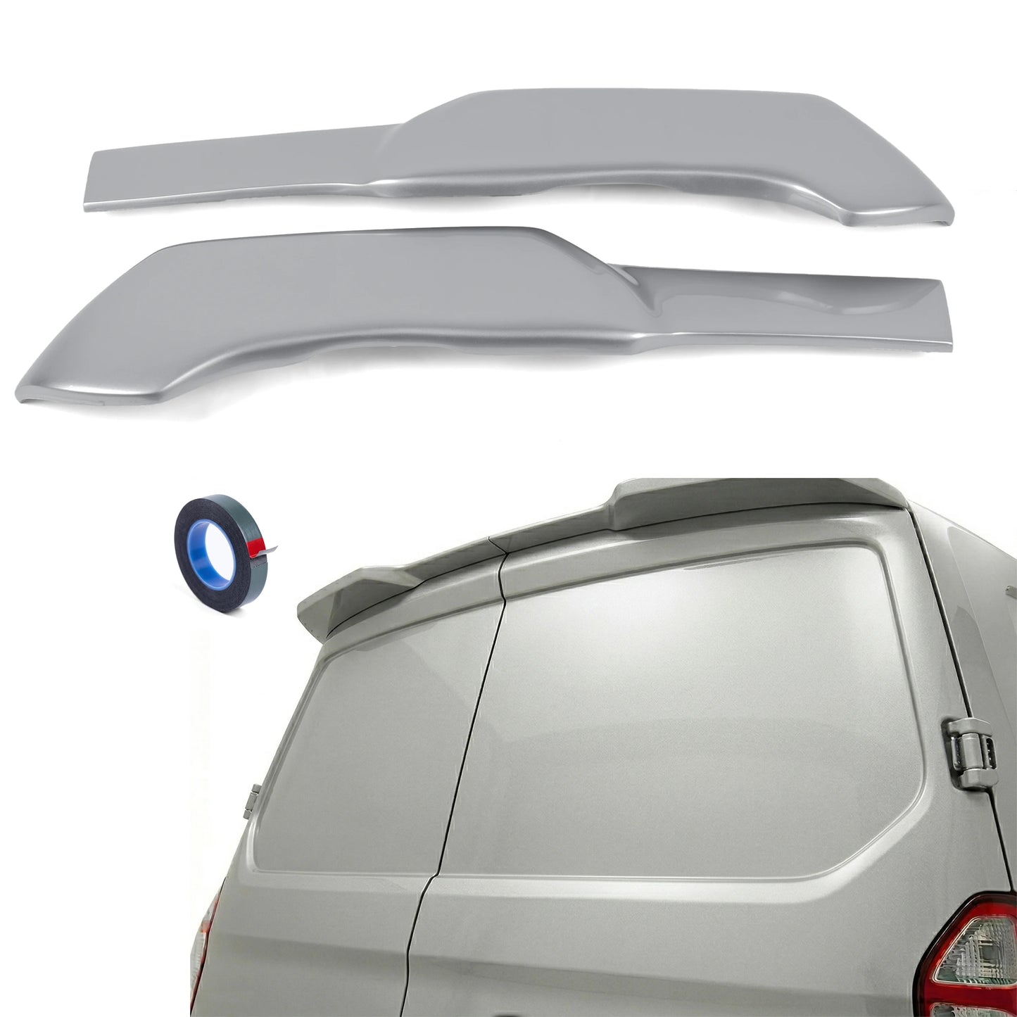 Rear Spoiler Barn Door Painted Moondust Silver for Ford Transit Custom (2024+ON)