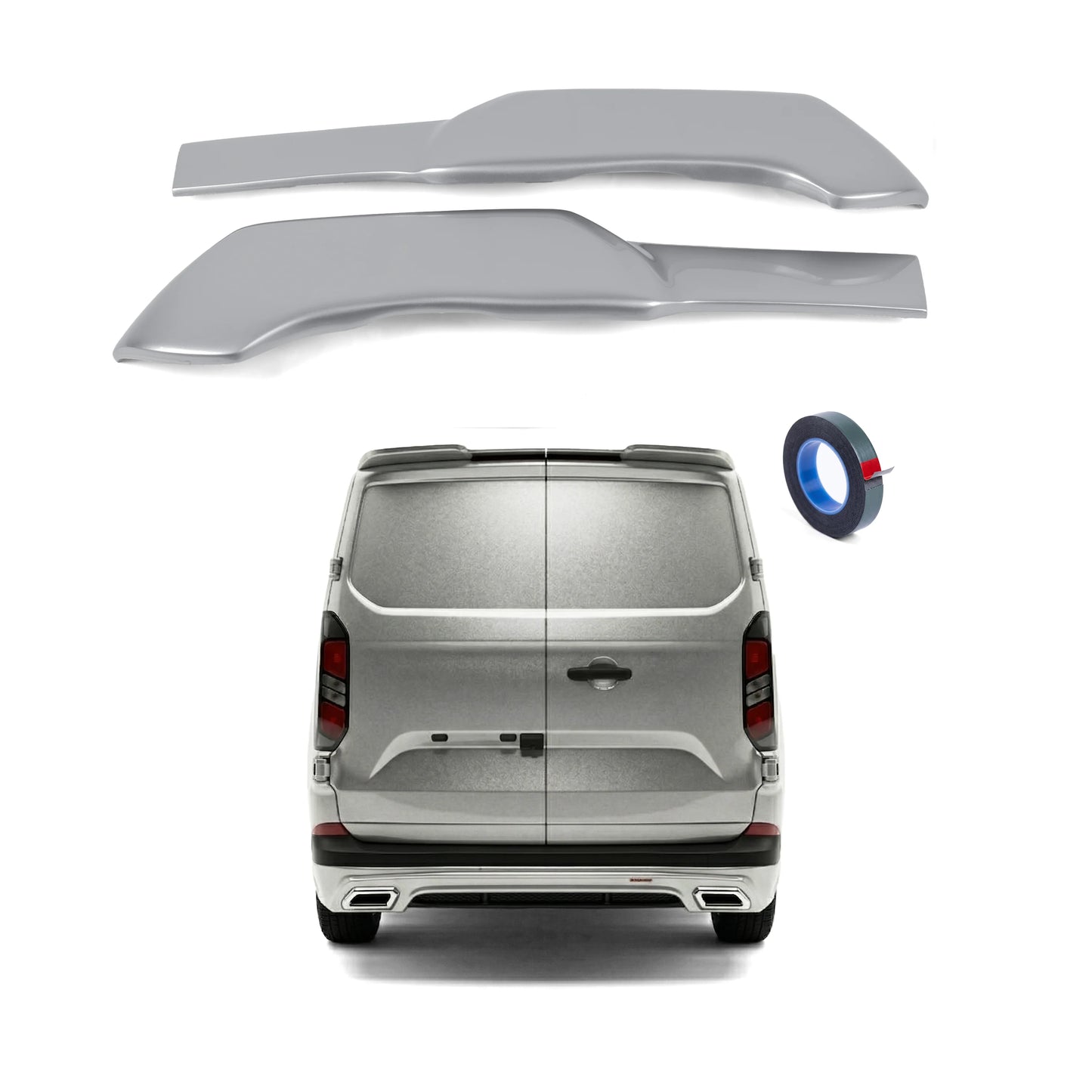 Rear Spoiler Barn Door Painted Moondust Silver for Ford Transit Custom (2024+ON)
