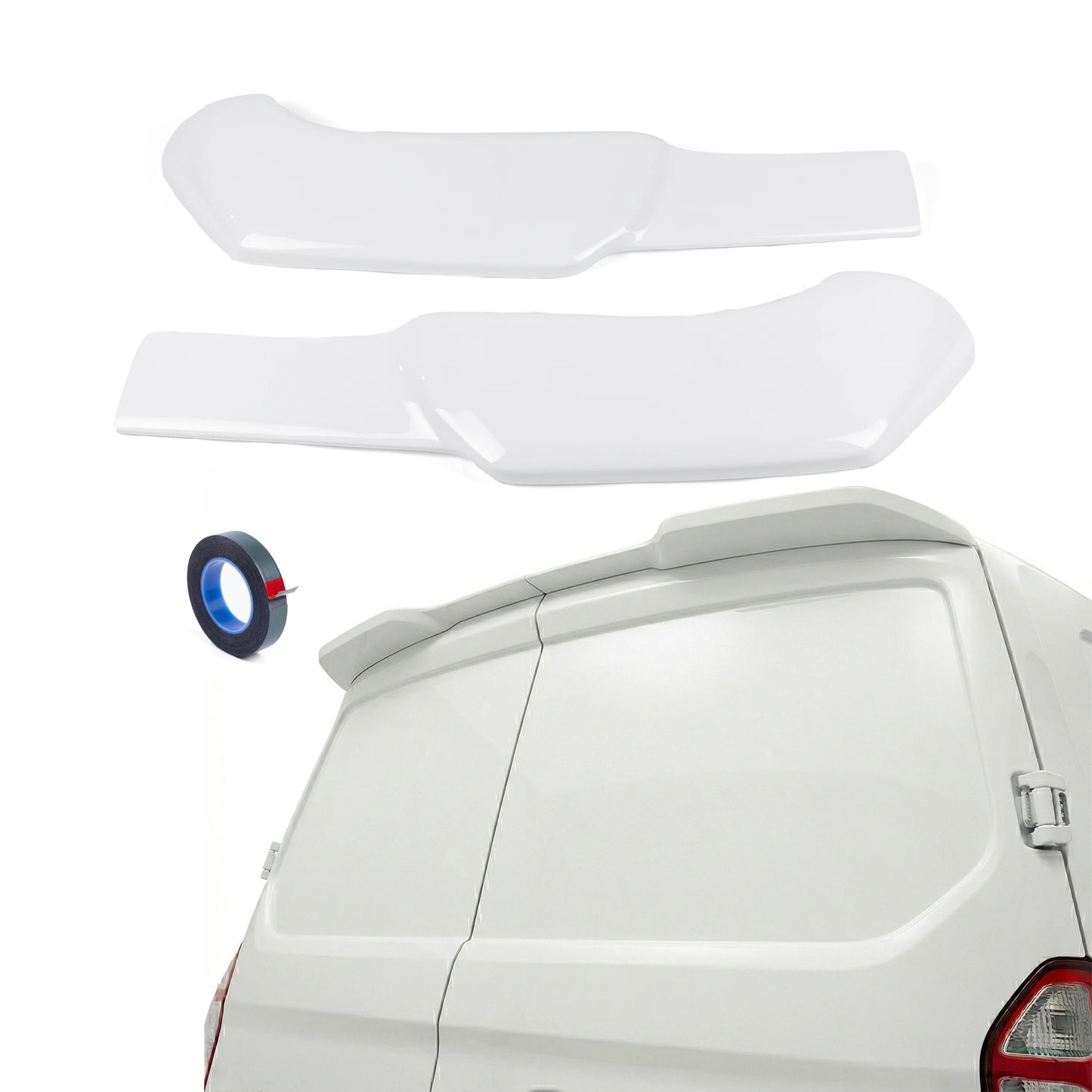 Rear Spoiler Barn Door Painted Frozen White for Ford Transit Custom (2024+ON)