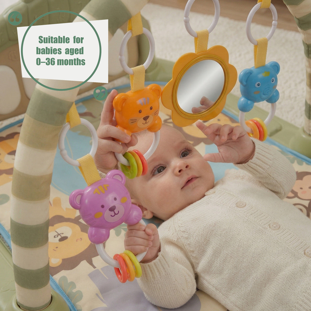 Gym Play Mat Baby Newborn Kid Green Fitness Music Lay Fun Piano Music Kid Gift - Detail View - BUYDAY