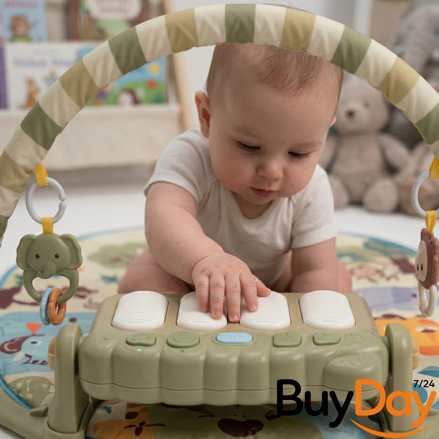 Gym Play Mat Baby Newborn Kid Green Fitness Music Lay Fun Piano Music Kid Gift