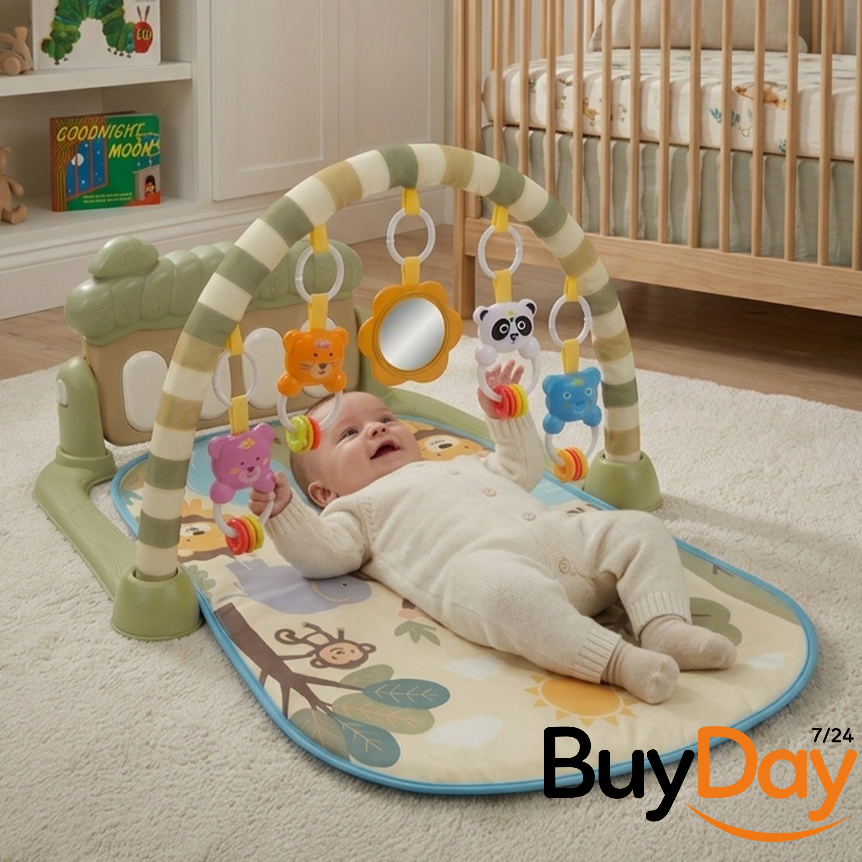 Gym Play Mat Baby Newborn Kid Green Fitness Music Lay Fun Piano Music Kid Gift