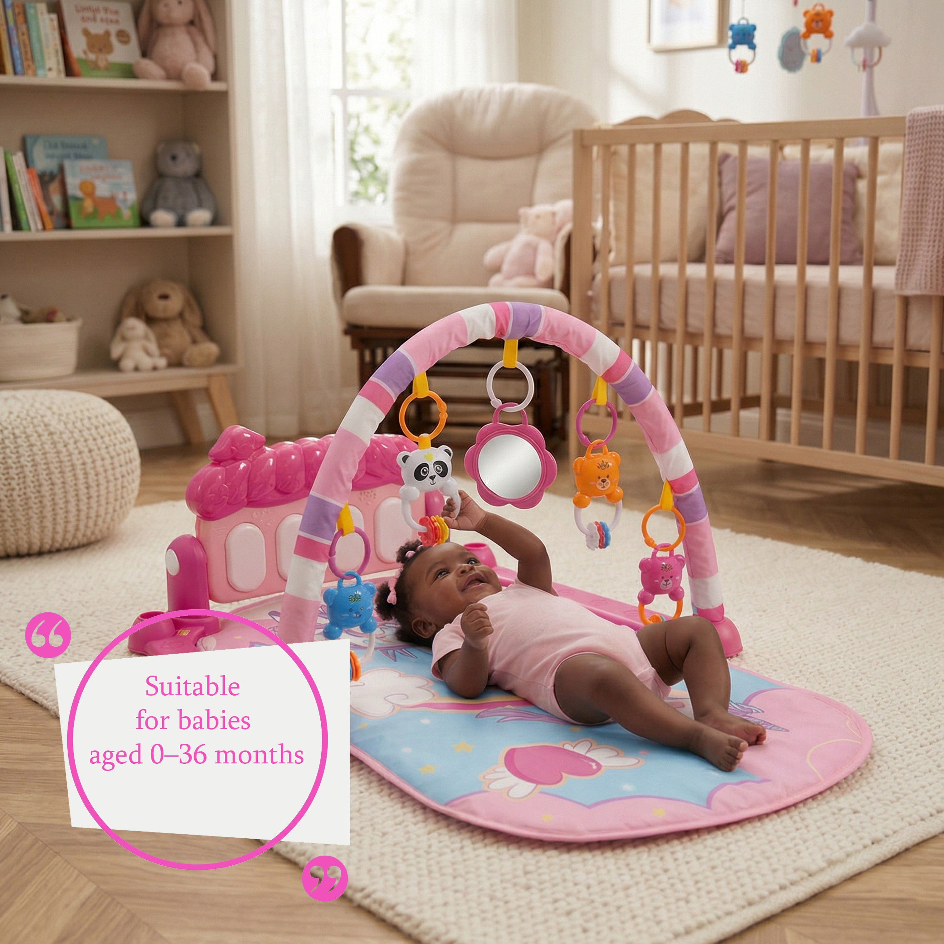 Gym Play Mat Baby Newborn Kid Pink Fitness Music Lay Fun Piano Music Kid Gift - Detail View - BUYDAY