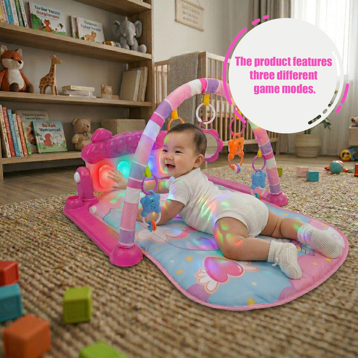 Gym Play Mat Baby Newborn Kid Pink Fitness Music Lay Fun Piano Music Kid Gift - Detail View - BUYDAY