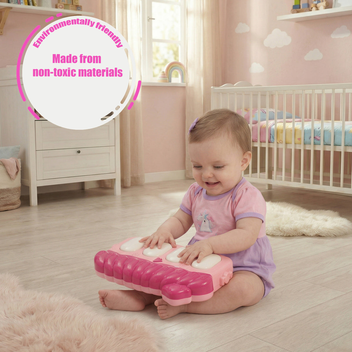 Gym Play Mat Baby Newborn Kid Pink Fitness Music Lay Fun Piano Music Kid Gift - Detail View - BUYDAY