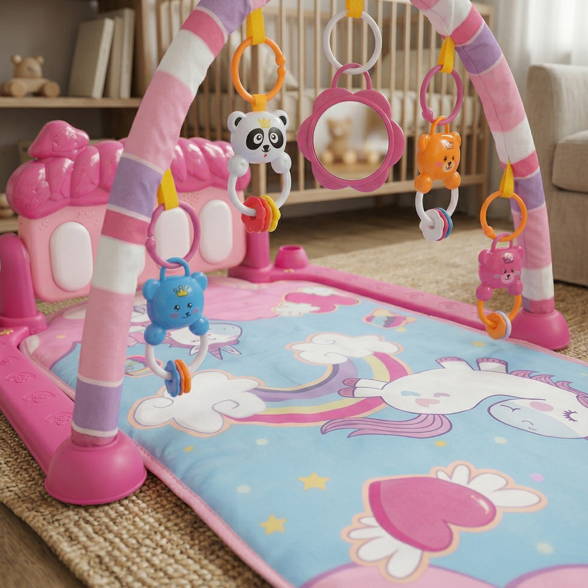 Gym Play Mat Baby Newborn Kid Pink Fitness Music Lay Fun Piano Music Kid Gift - Detail View - BUYDAY