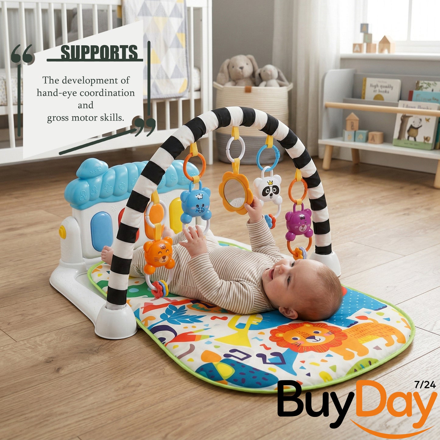Gym Play Mat Baby Newborn Kid White Fitness Music Lay Fun Piano Music Kid Gift