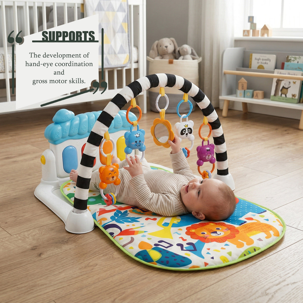 Gym Play Mat Baby Newborn Kid White Fitness Music Lay Fun Piano Music Kid Gift - BUYDAY Auto Parts