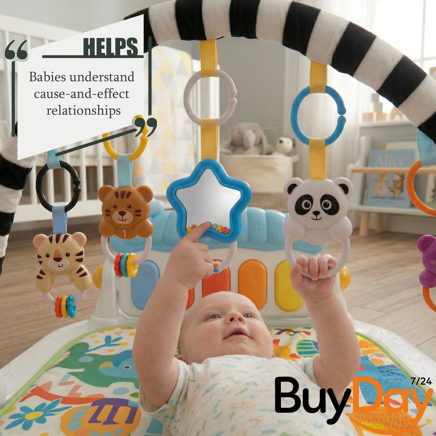 Gym Play Mat Baby Newborn Kid White Fitness Music Lay Fun Piano Music Kid Gift