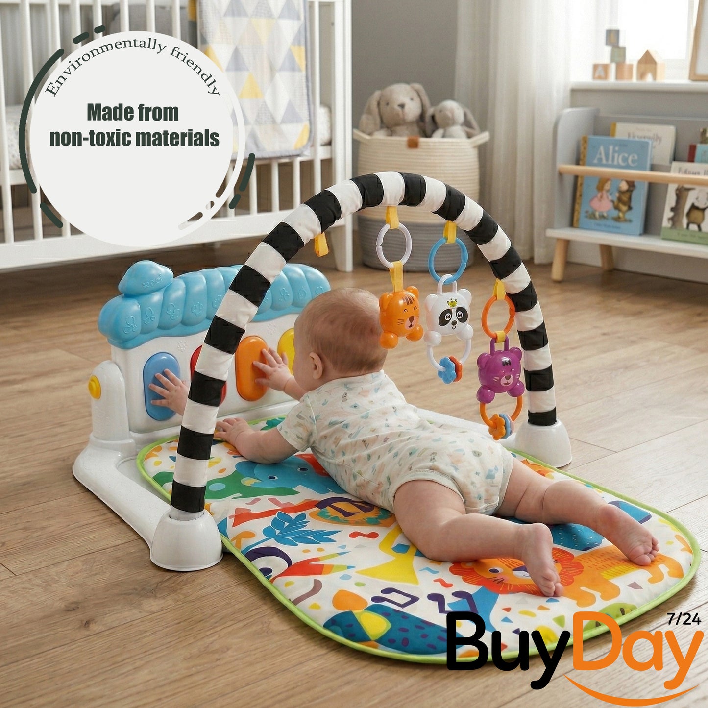 Gym Play Mat Baby Newborn Kid White Fitness Music Lay Fun Piano Music Kid Gift