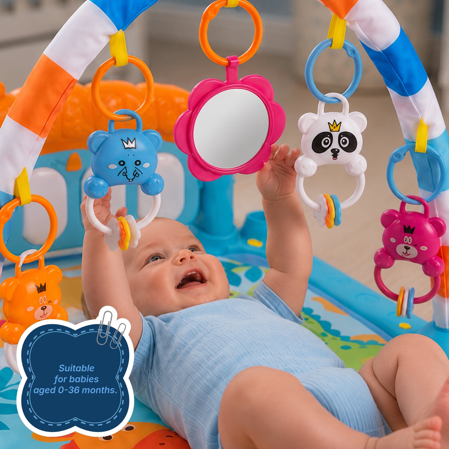 Gym Play Mat Blue Fitness Music Lay Fun Piano Music Kid Gift For Newborn Kid