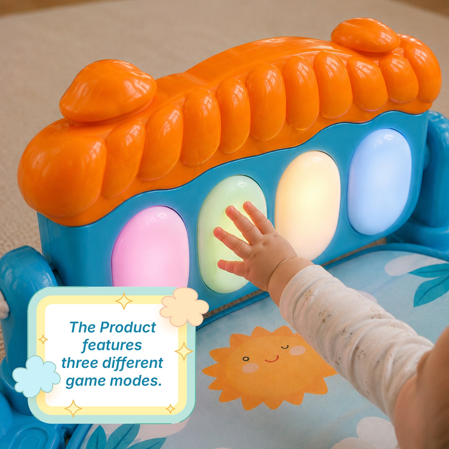 Gym Play Mat Blue Fitness Music Lay Fun Piano Music Kid Gift For Newborn Kid