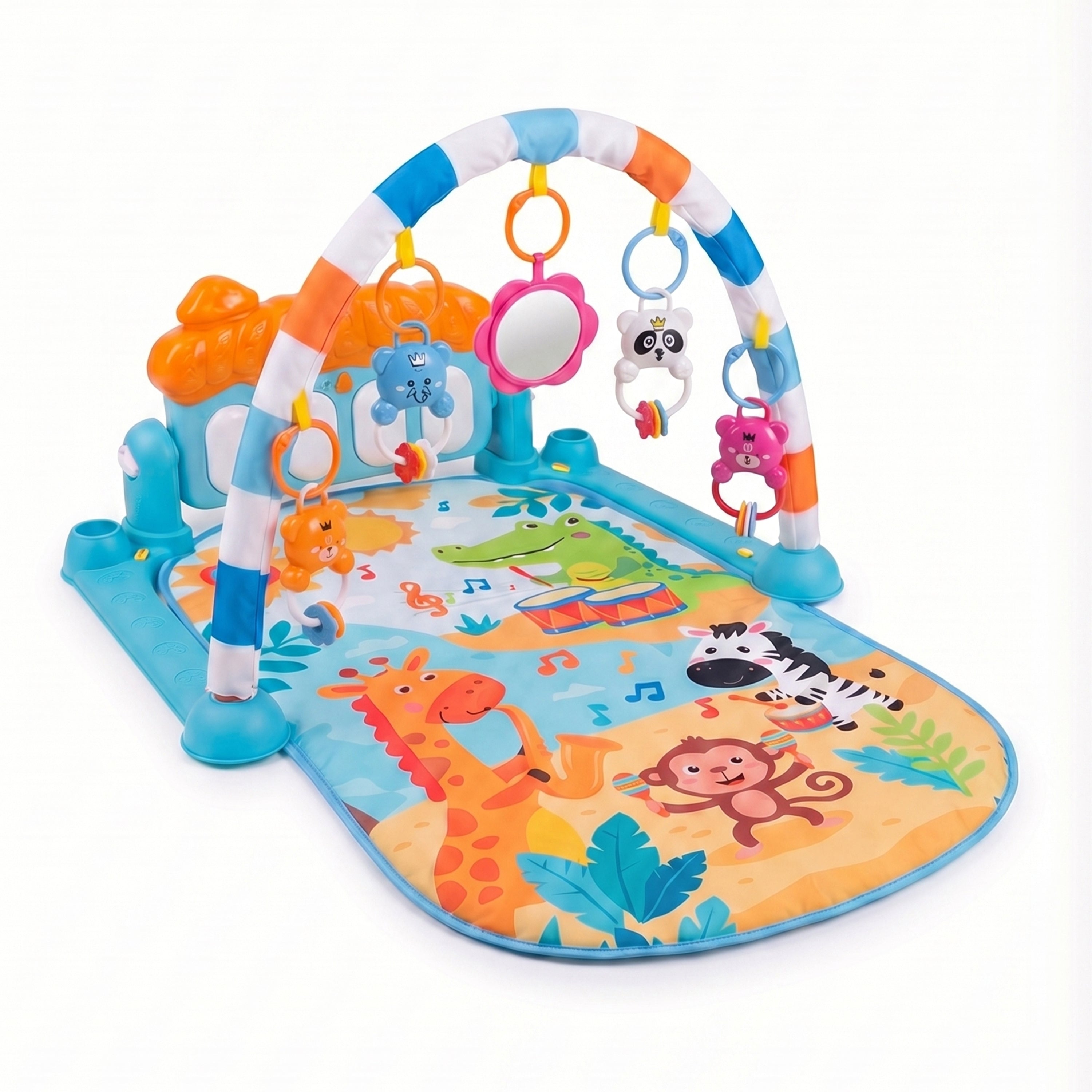 Gym Play Mat Blue Fitness Music Lay Fun Piano Music Kid Gift For Newborn Kid