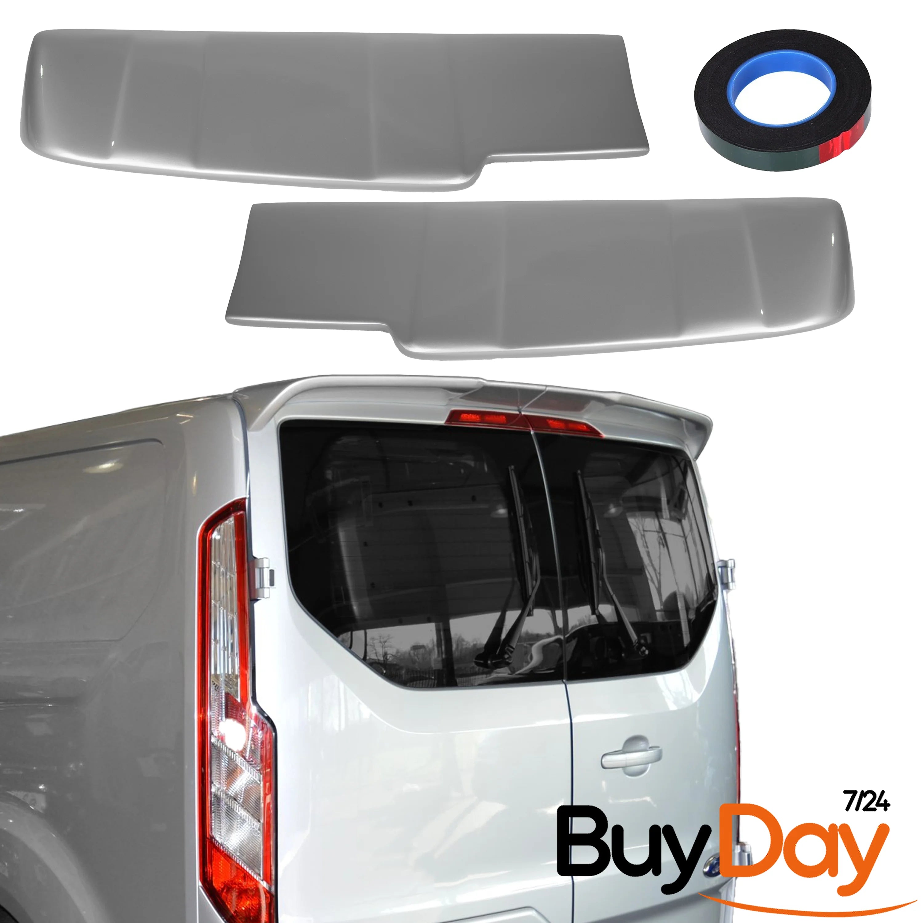 Twin Rear Roof Spoiler for Barn Door Models, Painted in Moondust Silver