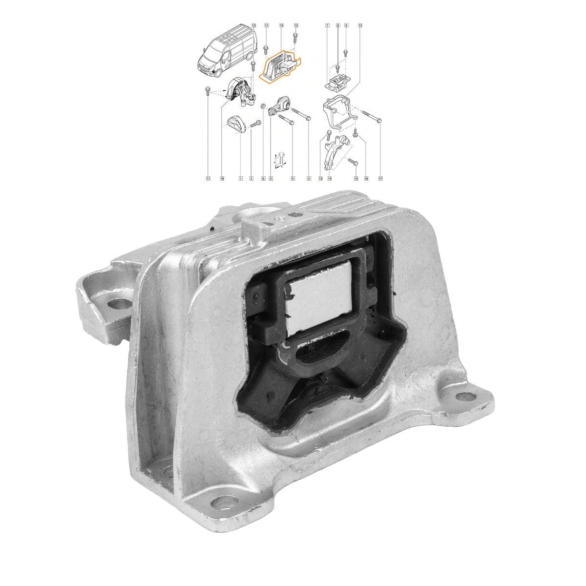 Fits Vauxhall Movano Renault Master 93197459 Right Engine Support Mounting Front - Detail View - BUYDAY