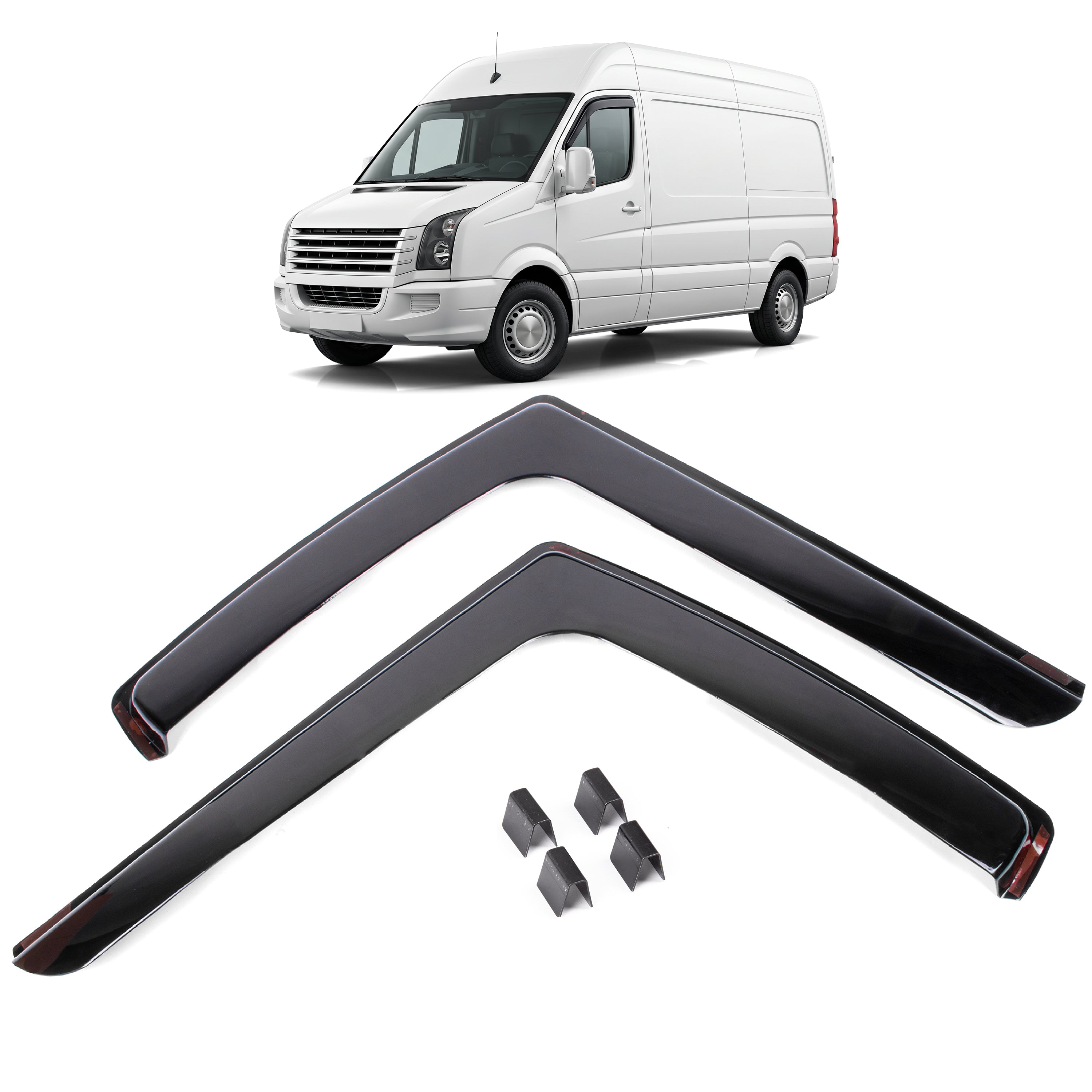 For Volkswagen Crafter (2006-2019) 2x Wind Rain Sun Guard Deflectors L Shape - Detail View - BUYDAY