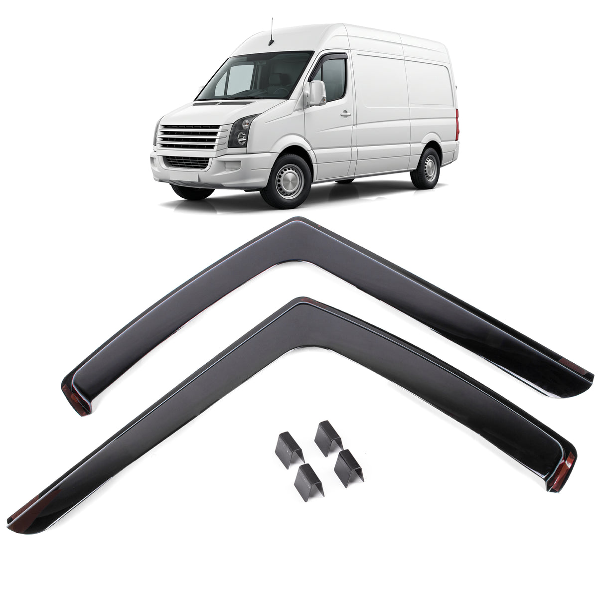 For Volkswagen Crafter (2006-2019) 2x Wind Rain Sun Guard Deflectors L Shape - Detail View - BUYDAY