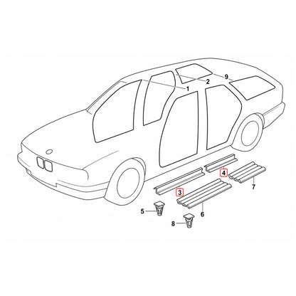 Rear Outer Door Sill Trim Left or Right For BMW E34 M5 51472232915 - Detail View - BUYDAY