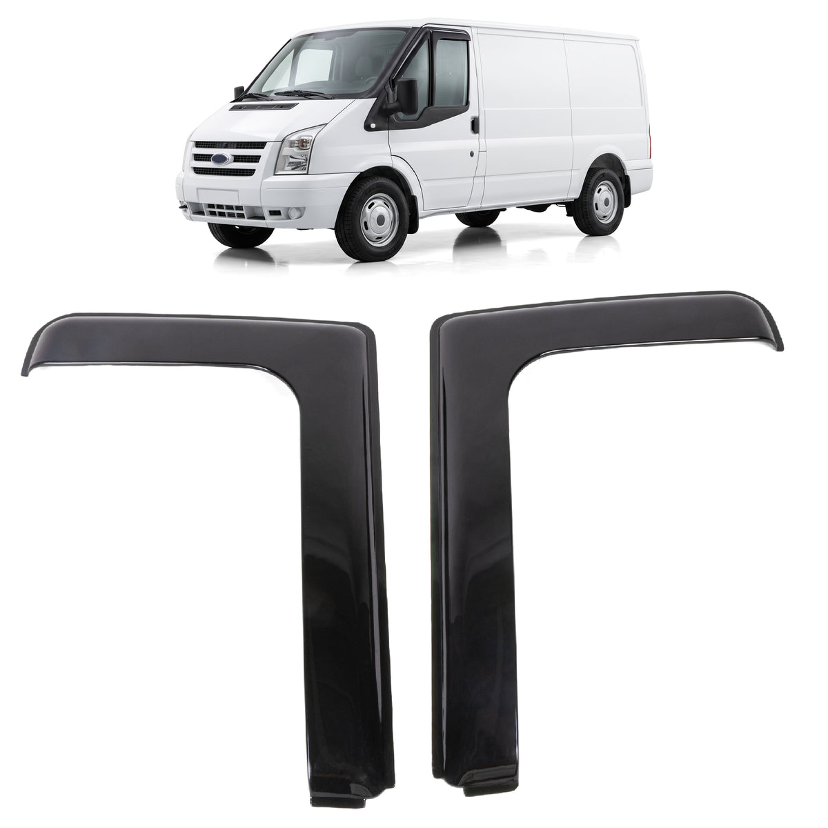 2x Front Wind Rain Smoke Deflectors L Shape for Ford Transit Mk6 Mk7 (2000-2013) - Detail View - BUYDAY