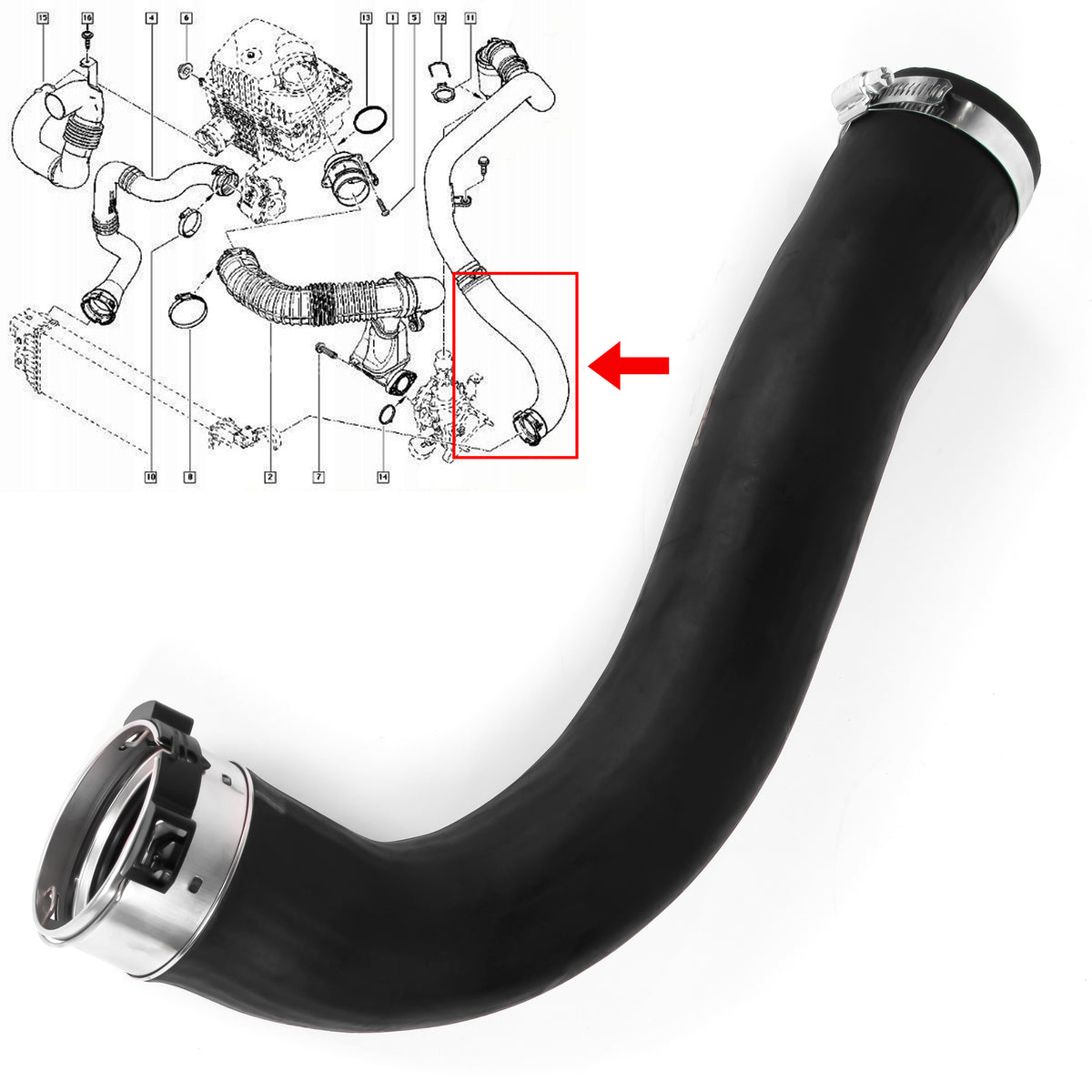 Intercooler Turbo Hose Pipe 95519172 for Renault Master Vauxhall Movano 2.3 CDTi - Detail View - BUYDAY