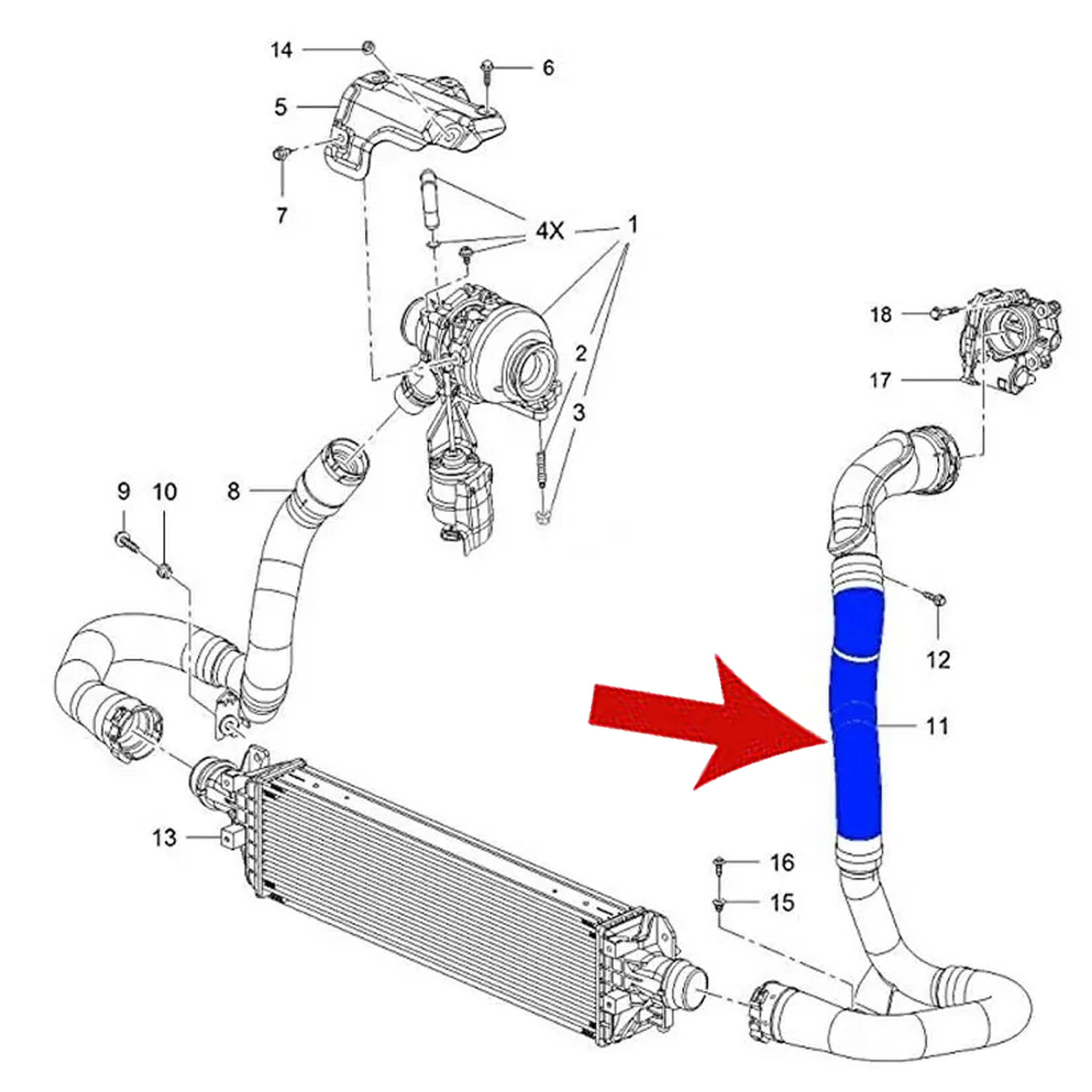 Intercooler Turbo Hose 95194143 1302287 for Opel Vauxhall Mokka 1.6 Cdti 4x4 - Detail View - BUYDAY