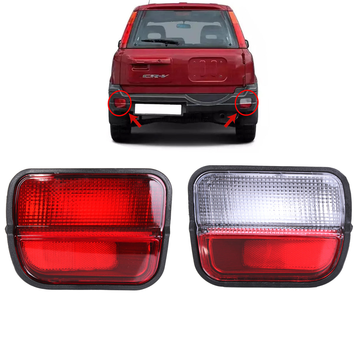 for Honda CRV 1997-2001 Rear Bumper Fog Reverse Light Left Right Set Red - BUYDAY Auto Parts