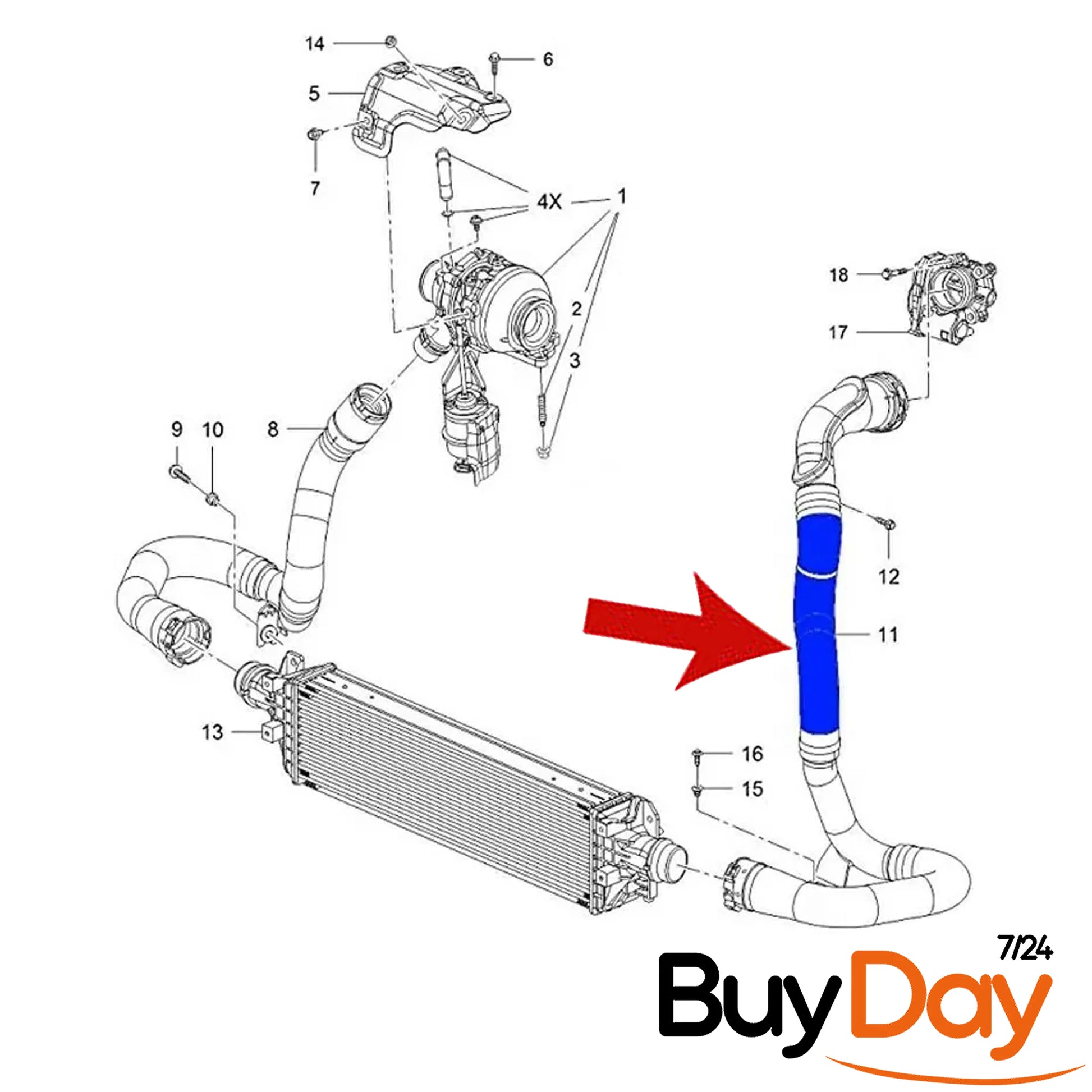 buyday Intercooler Turbo Hose