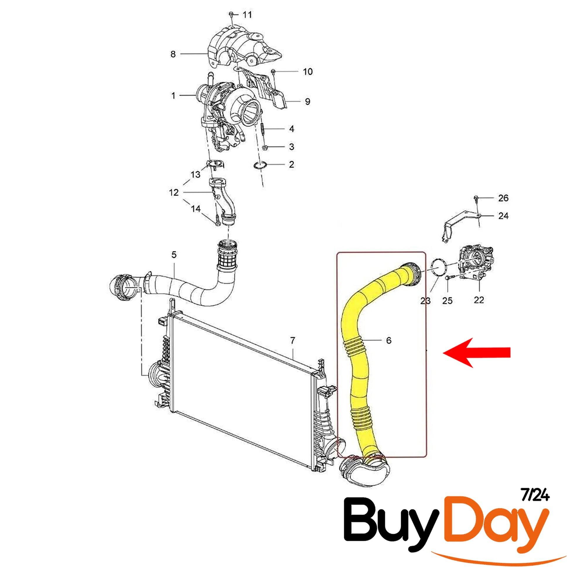 buyday Turbo Intercooler Hose Pipe