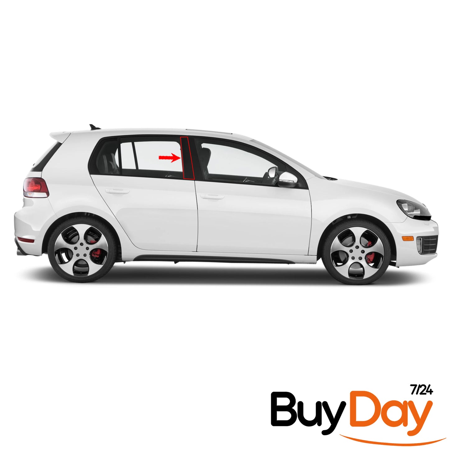 Rear Right B-Pillar Trim Cover Panel, Offside (O/S) Driver Side, Exterior Door Pillar Glossy Trim, Fits 5-Door Golf MK6 Models 2009-2013, 5K6839902B