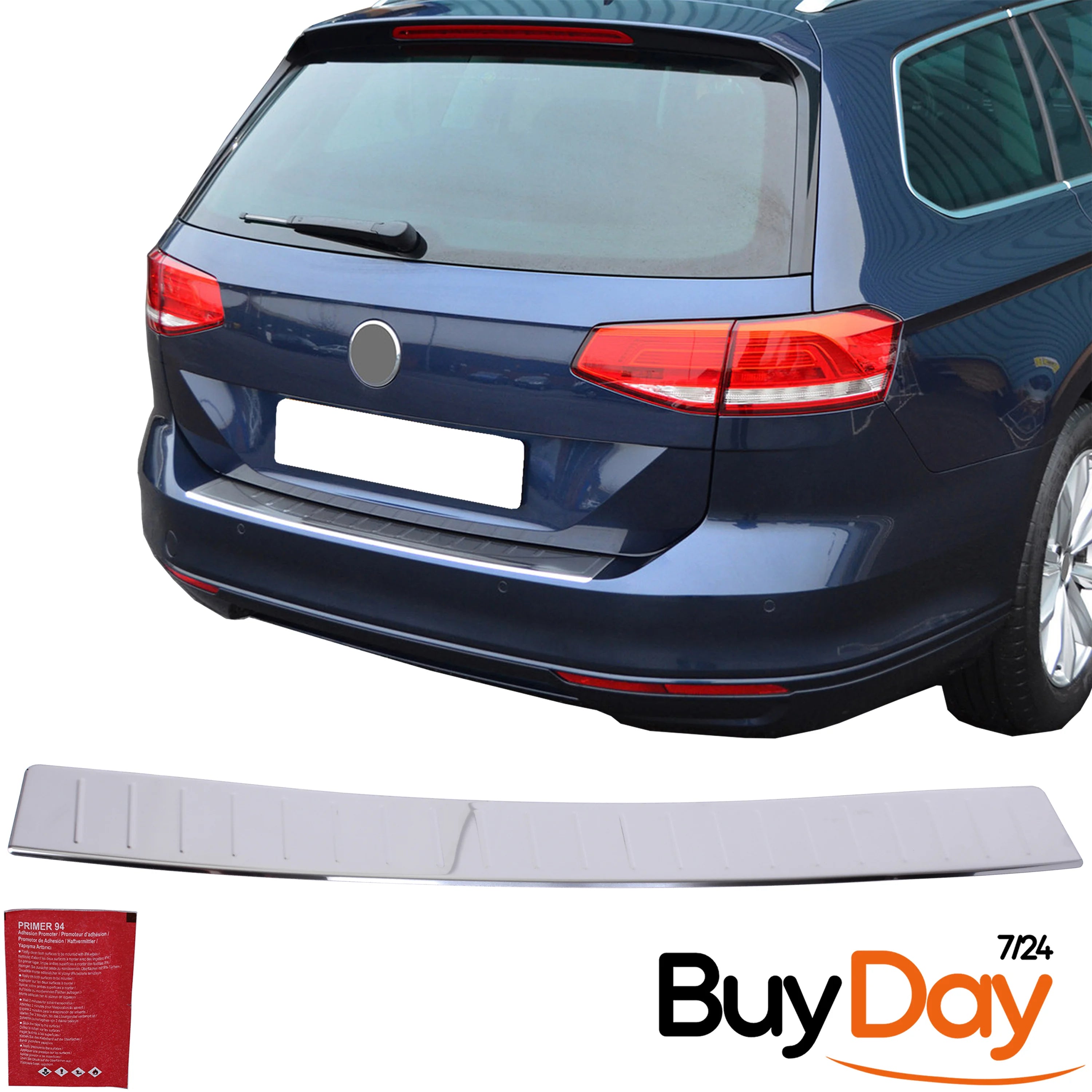 clickmax Rear Bumper Protector Sill Cover, Chrome Finish Polished Stainless Steel Scuff Guard, Car Accessories for Passat B8 Variant & Alltrack (Estate) Models 2014-Onwards