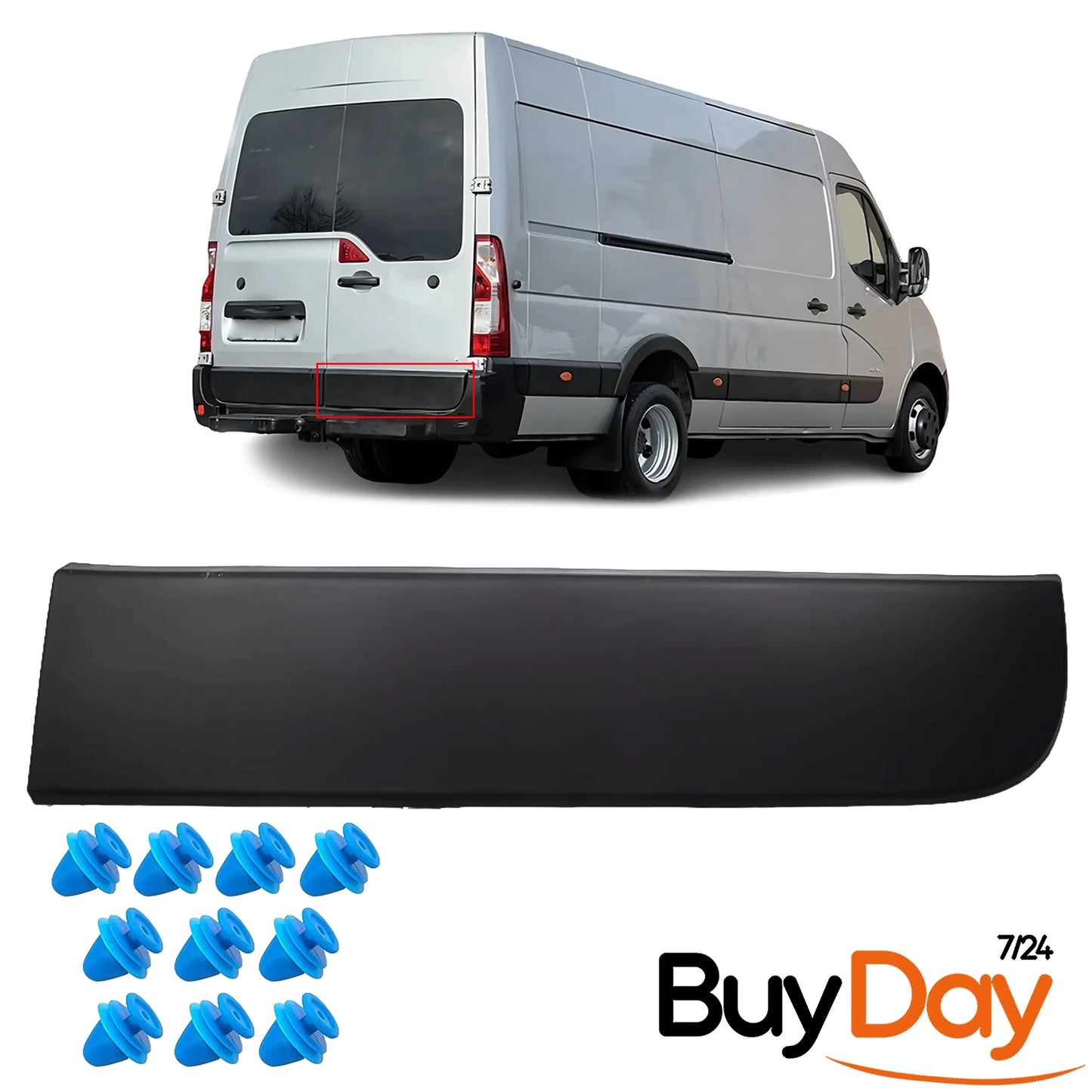 Rear Right Door Moulding Panel Trim with Clips, Offside (O/S) Driver Side, Exterior Body Protection Strip, Fits Master, Movano & NV400 Models 2010-2021, 908520001R