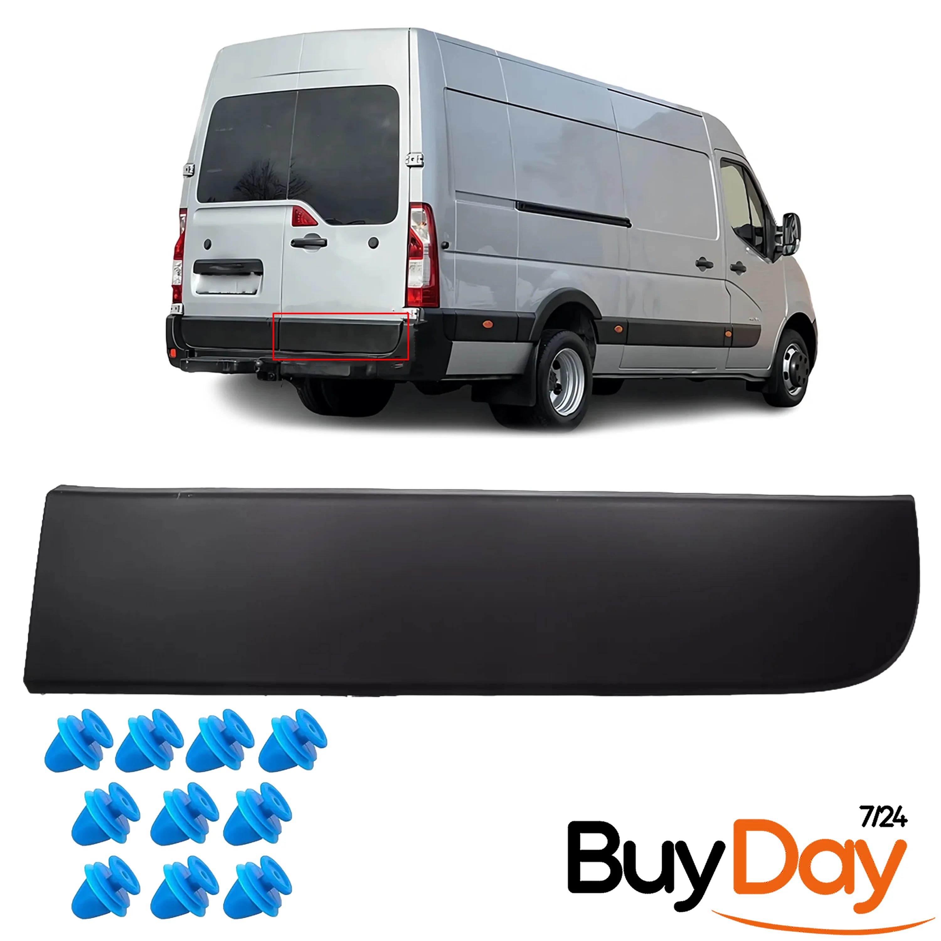 Rear Right Door Moulding Panel Trim with Clips, Offside (O/S) Driver Side, Exterior Body Protection Strip, Fits Master, Movano & NV400 Models 2010-2021, 908520001R