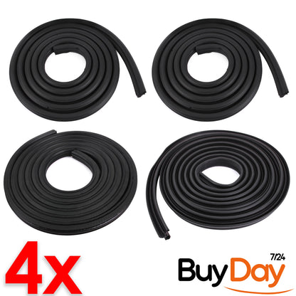 4 Piece Full Body Rubber Seal Kit (2 Front Doors, 1 Sliding Door, 1 Rear Door), Body Mounted Weatherstrip, Stops Leaks & Wind Noise, for Campervan Conversion, Fits T4 Models 1990-2004, 7D0837911