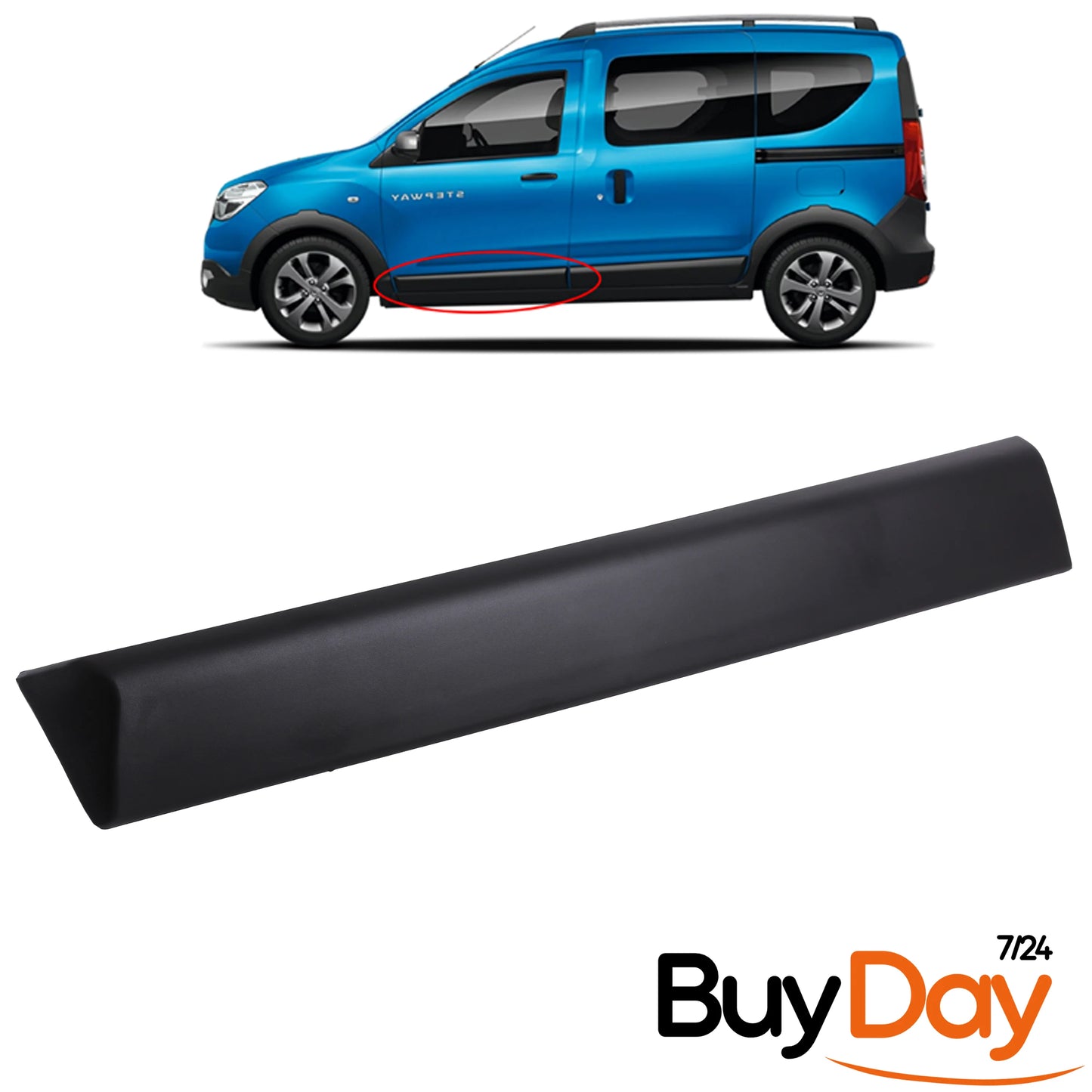 Front Left Side Bump Strip, N/S Passenger Door Rubbing Strip, Exterior Protection Moulding with Clips, Compatible with Dokker (12-21) & Lodgy (12-22) Van MPV, 808779284R